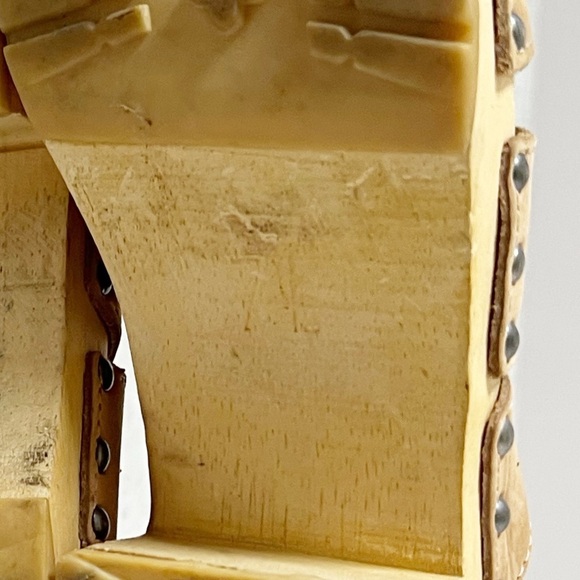 Vintage 90s y2k Candies Wooden Leather Wooden Platform Clog Sandals 7.5 Hippie - Picture 6 of 8